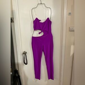 Fashion Nova Purple Cutout Jumpsuit with Spaghetti Straps